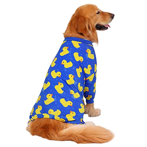 Dog Pajamas One Piece Light Comfy Pjs Pet Costume M (XX-Large / Ducks Blue)