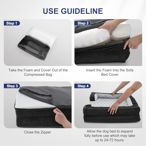 Orthopedic Supportive Extra Large Dog Bed (48.0''l x 35.0''w x 6.5''th / Black)