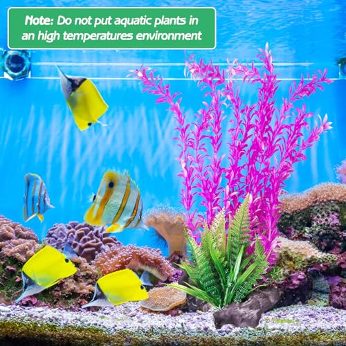 Aquarium Plastic Plants Aquarium Decor Artificial Fish Tank Plants Lifelike Tall Fish Tank Decorations Aquarium Plant Suitable for Saltwater and Freshwater 15.7in 2pcs (E*2 Pcs / 15.7 in)