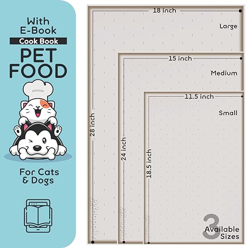 Dog Food Mat 24x15 Raised Edges Dogs Mat for Food and Water Prevent Spill (24" x 15" / Warm Ash)