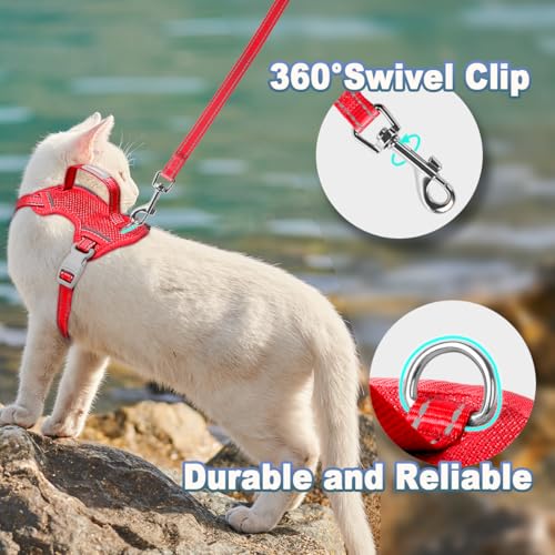 Cat Harness and Leash Set Escape Proof for Kitten Walking (X-Small / Red)
