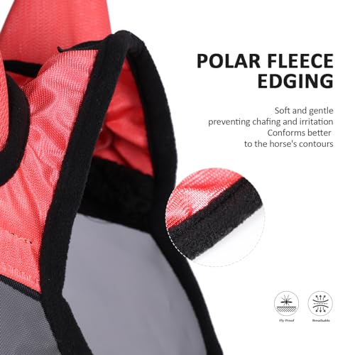 Horse Fly Mask with Ears (Coral Orange / Small (Yearling))