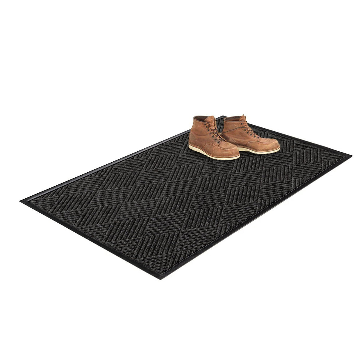 Diamonds Front Door Mat Indoor Outdoor Entrance (59"L x 35.5"W x 0.4"Th / Charcoal)