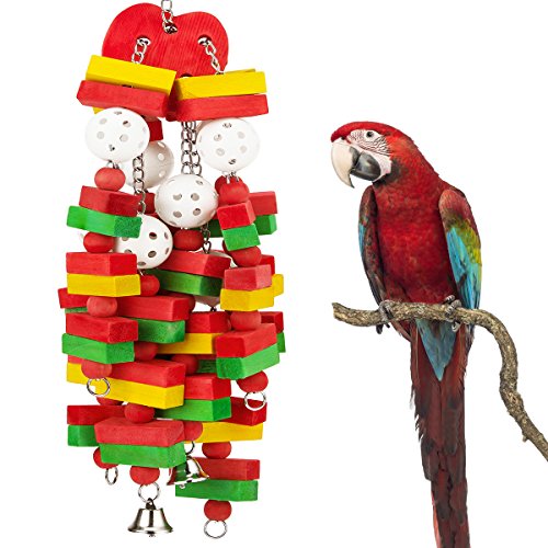 Large Bird Parrot Toys for Cockatoos African Grey Macaws Amazon Parrots (Red)