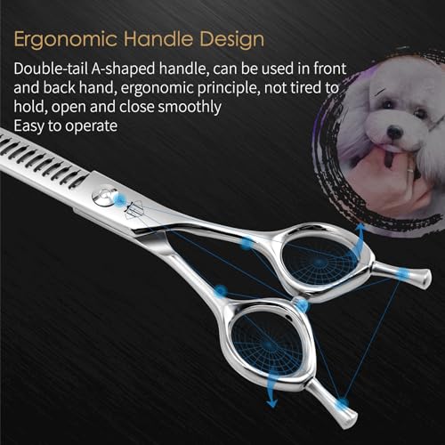 FENICE Professional Pet Grooming Scissors (Curved Chunker / 6.5 inch)
