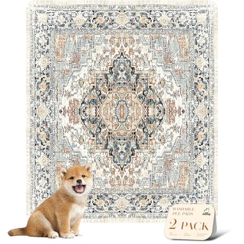 Washable Pee Pads for Dogs (31x36 Inch (Pack of 2) / Beige/Multi)