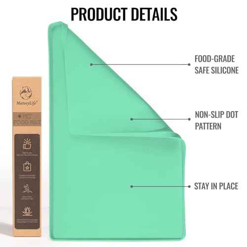 Dog & Cat Food Water Mat for Floors Waterproof (Green / 18''×12'')
