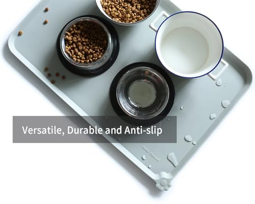 Large Silicone Pet Food Mats Tray (24" x 16" / Battleship)