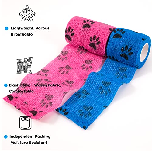 20 Rolls Dog Bandages for Wounds (2 Inch/3 Inch-20 Count Mixed)