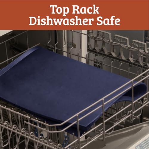 Dog Food Mat Waterproof Cat & Dog Bowl Mat for Food and Water (Medium - 20" x 13" / Navy)