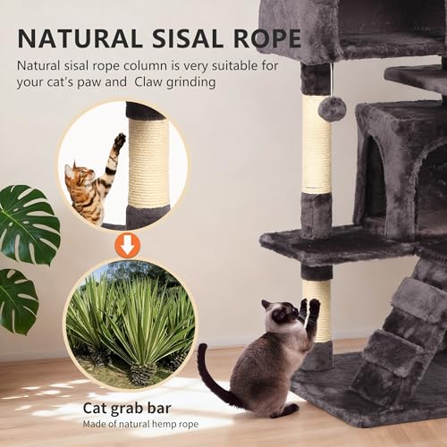 54" Cat Tree Tower (54in / Purple Gray)