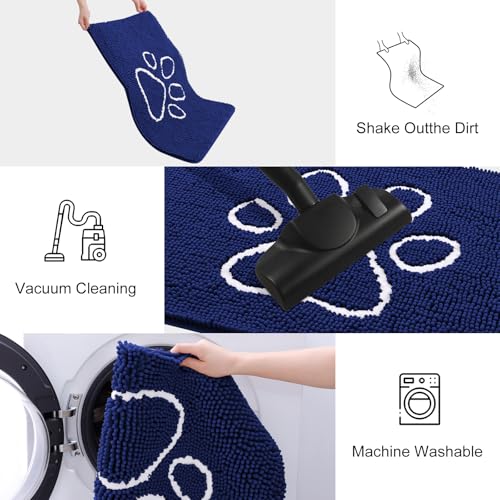 Dog Door Mat for Muddy Paws (59"X24" / Navy Blue and White)