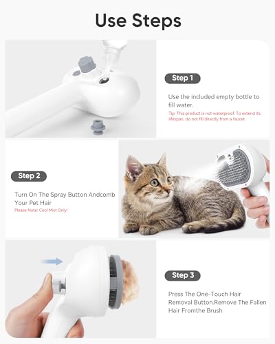 Pet Steam Brush Dog Cat 2026 New Grooming Comb for Shedding Floating Hair (Gray / 120ML)