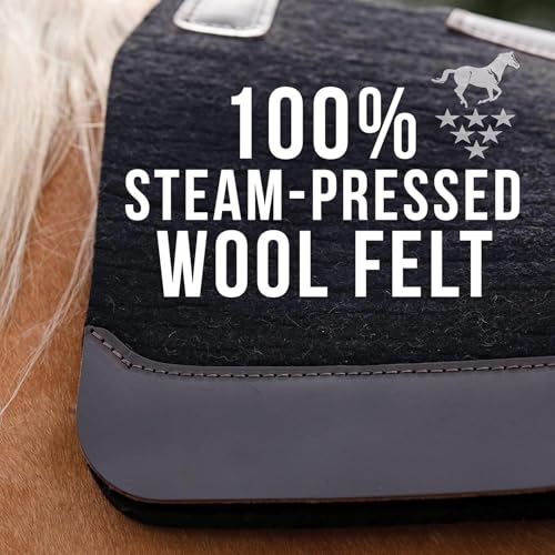 100% Steam Pressed Wool Felt Western Saddle Pad (31" x 32" x 1" / Black)