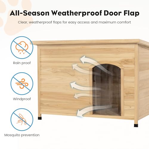 Solid Wooden Dog Crates Large Dogs Outdoor Indoor with Curtain (raw wood tone / Large)