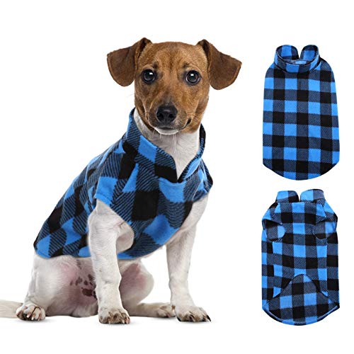 Dog Sweater Plaid Fleece Vest Puppy Shirt for Small Medium Dogs (X-Small / Plaid-Blue)