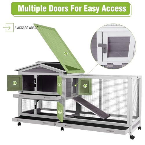 Large Rabbit Hutch Indoor Outdoor (Grey / 48.0"L x 48.0"W x 24.0"H)