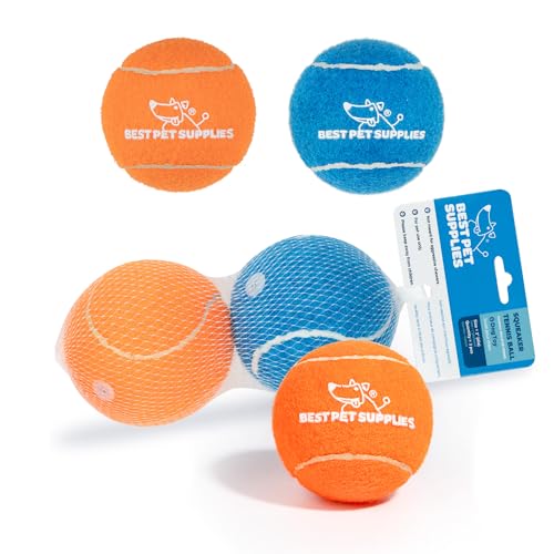 Interactive Squeaky Dog Chew Toy (Tennis (Assorted Color) / Large (Pack of 2))