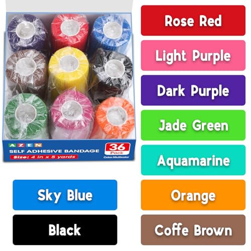 36 Pack Self Adhesive Bandage Wrap (Multi-colored)