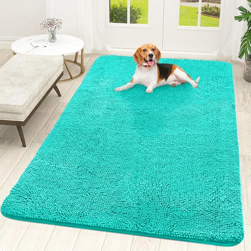 Dog Door Mat for Muddy Paws 70x46 (Teal / 70" X 46")