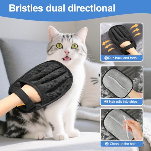 Pet Hair Removal Glove Cat & Dog (Black)