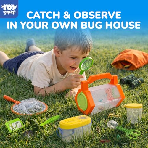 Kids Explorer Bug Catcher Kit with Safari Costume (25 PCS Dress-Up Explorer Set - Orange)