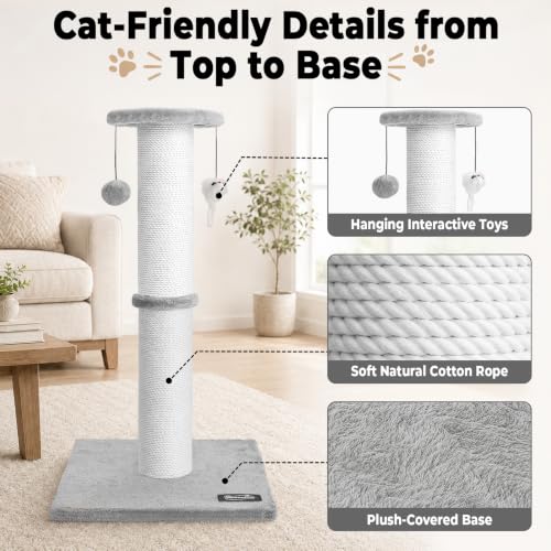 34"Tall Cat Scratching Post for Large Cats (Light Gray)