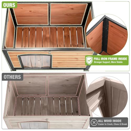 Large Outdoor Insulated&Heated Dog House Weatherproof Dog Kennel