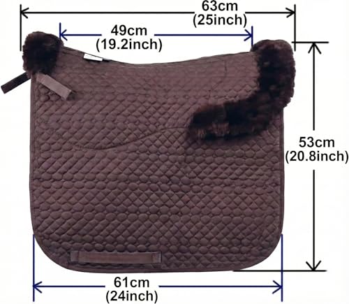 Brown Dressage Saddle Pad Sheepskin Lambskin Wool Fleece Horse Pad (Brown)