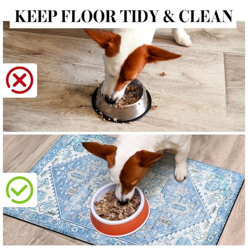 Dog Food Mats for Floors Absorbent (Light Blue / L(17"×30"))