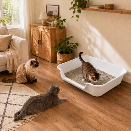 Extra Large Low Entry ABS Cat Litter Box (Large (Pack of 1) / White)