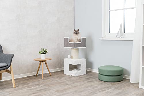 Ava Cat Tree Cat Tower with Condo & Thick Scratching Post (Gray)