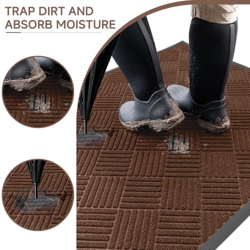 Front Door Mat (3' x 6' (Rectangular) / Brown Diamond)
