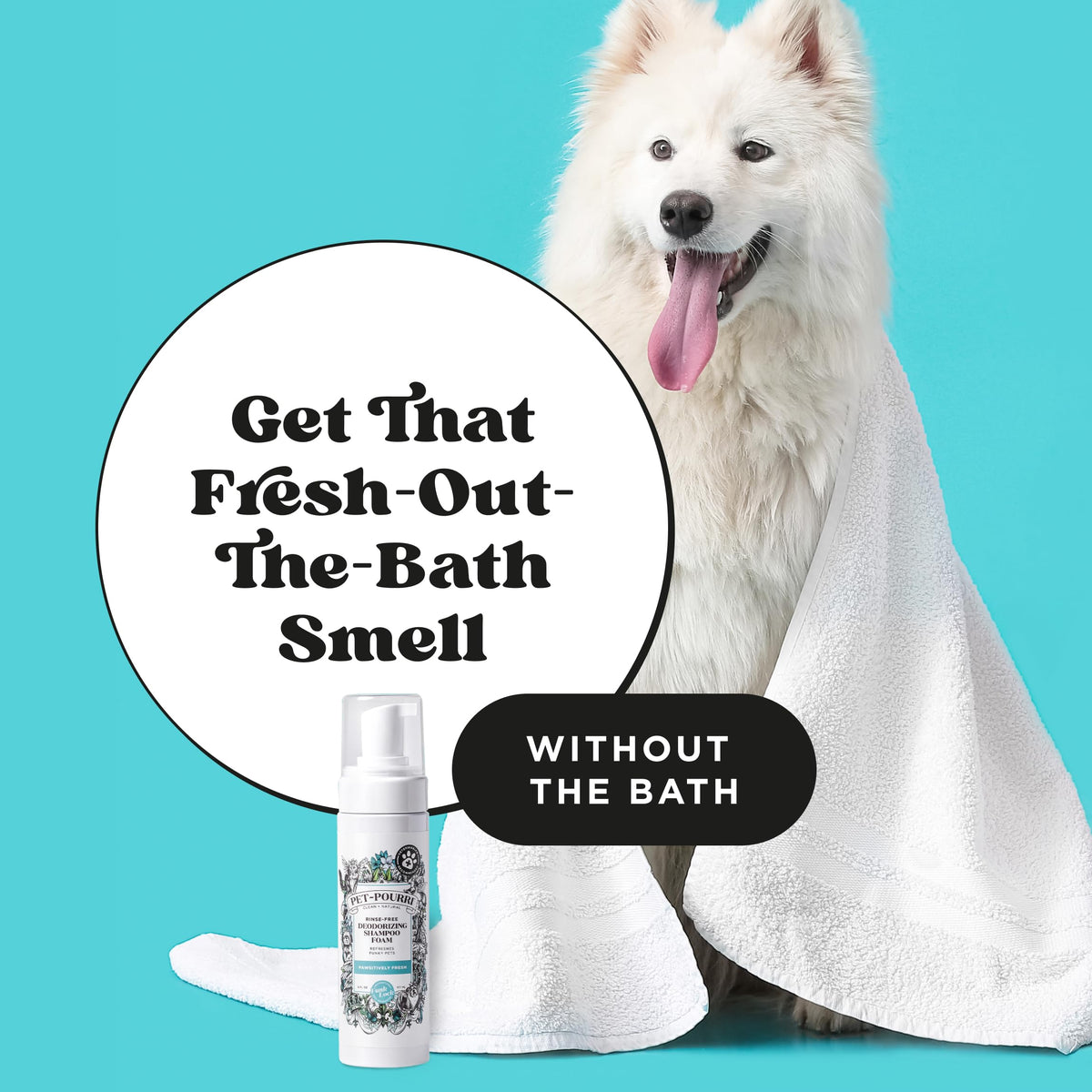 Rinse Free Deodorizing Dry Shampoo for Dogs & Cats (6 ounces)