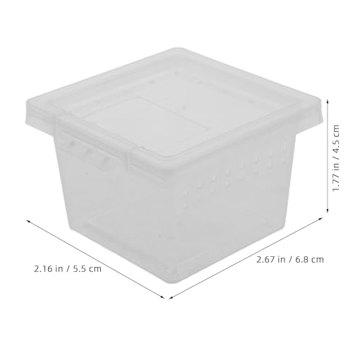 Transparent Reptile Breeding Box Mini Feeding Cage Tank with Lid 2.67X2.16X1.77 Inch Compact Lightweight Habitat for Spider Scorpion Gecko Snake
