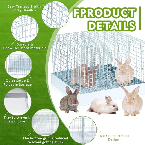 2 Hole Foldable Rabbit Transport Cage (Sliver / 23.6"L x 19.3"W x 3.7"H)