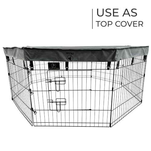 Puppy Playpen with Bottom Pad and Door (Gray / Small Pen: 30-Inch High)