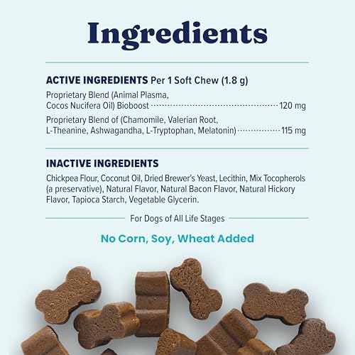Calming Chews for Dogs with Melatonin for Storms & Travel (120 Count)
