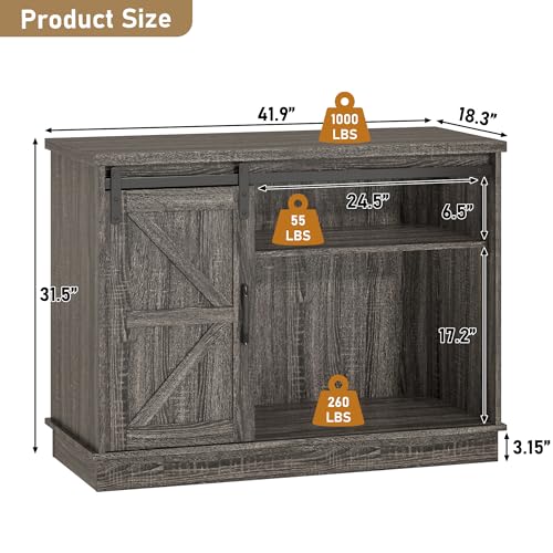Farmhouse 30 40 Gallon Fish Tank Stand with Power Outlet (Grey / 30-40 Gallon)