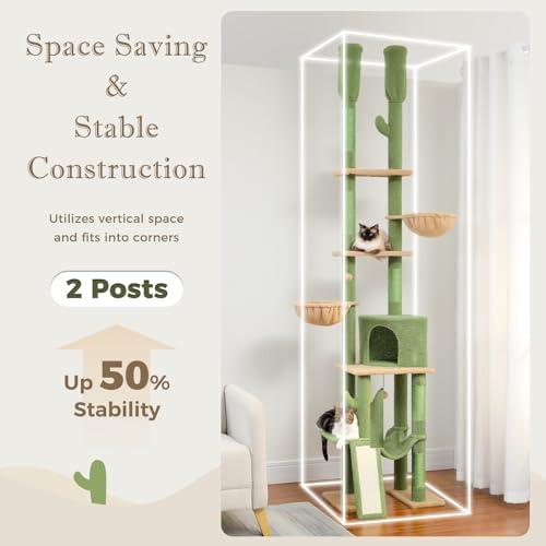 Adjustable Cactus Cat Tree 85 (Cactus / Dual Posts)