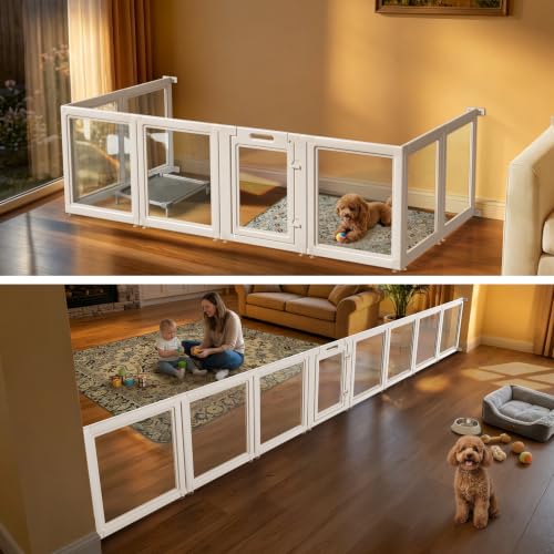 AuraSpace Acrylic Dog Playpen with Fence (White / 24"H)