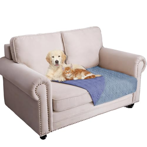 Waterproof Dog Bed Cover Pet Blanket for Furniture Bed Couch Sofa Reversible (30x53 Inch (Pack of 1) / Stoneblue+violetblue)