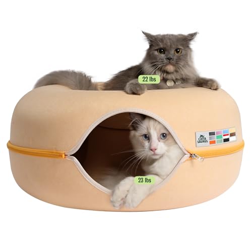 Peekaboo Cat Cave Donut for Multiple & Large Cats up to 30 (Pastel Macaron / Large)