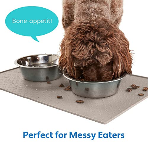 100% Waterproof Dog Food Mat (Beige / 18"L x 12"W)