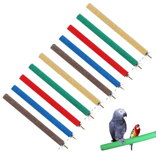 10 PCS Parrot Perch Stand Bird Perch Stand Toy Colorful Paw Grinding Stick Cage Wooden Parakeet Perch Accessories for Cockatiels （7.87in (20CM)