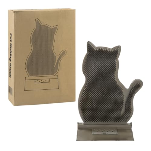 Cat Self Grooming Comb Brush with Catnip Wall Corner Groomer Brush Cats Face Scratchers for Indoor Dogs Fur pets (COFFEE)
