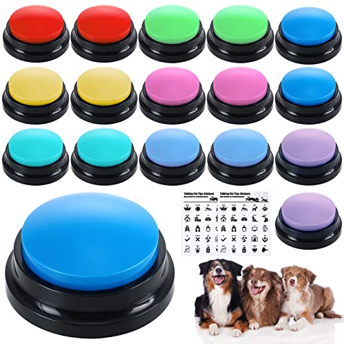 16 Pcs Voice Recordable Dog Buttons for Communication (Classic Colors)