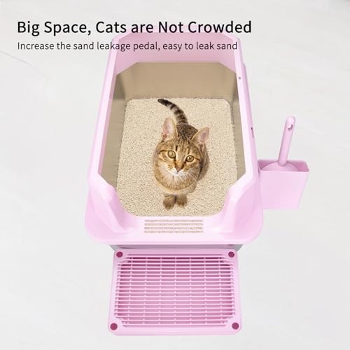Open Cat Litter Box (Light Pink / 23.8"L*16"W*12"H)