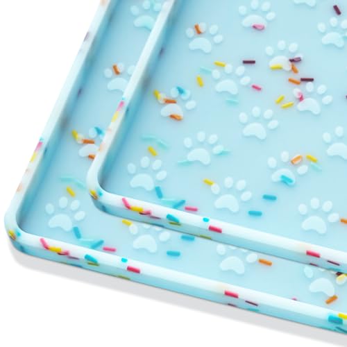 2 Pack Dog Food Mat Anti (18"L x 12"W - 2 Pack / Donut-Blue)