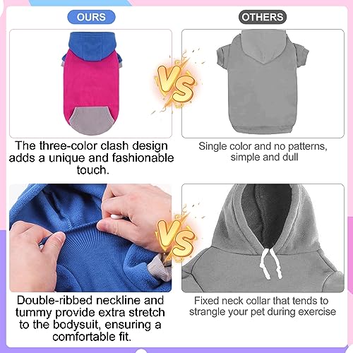 Fleece Dog Hoodie Sweatershirt with Pocket and Leash Hole (Small/Medium / Rose)